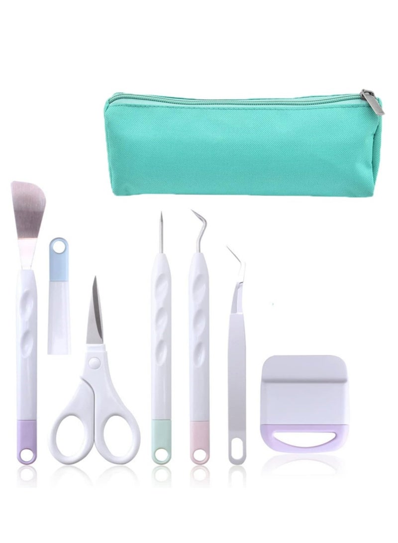 DAILYCHIC Vinyl Weeding Tools Set,Basic Craft Tool Kit Compatible with Cricut Silhouette, Precision Scraper Tweezers Weeder Scissor Spatula Piecing for Die-Cutting Cardstock - Image 1